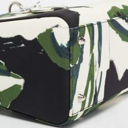 Dior Green Floral Graffiti Fabric Medium Lady Dior Tote