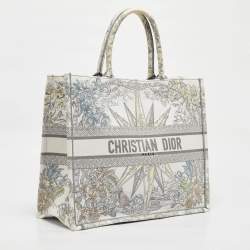 Dior Grey/Multicolor Embroidered Canvas Lucky Star Large Book Tote