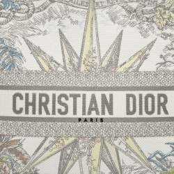 Dior Grey/Multicolor Embroidered Canvas Lucky Star Large Book Tote