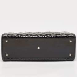 Dior Black Cannage Patent Leather Large Lady Dior Tote