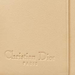 Pre Owned Dior Beige Oblique Coated Canvas and Leather Romantique Compact Wallet
