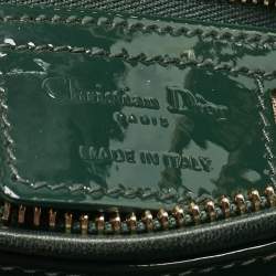Pre Owned Dior Green Cannage Patent Leather Medium Lady Dior Tote