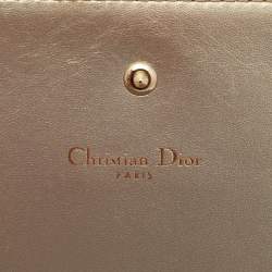 Pre Owned Dior Pale Gold Leather Diorama Wallet on Chain