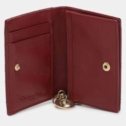 Pre Owned Dior Red Patent Leather Lady Dior Card Holder