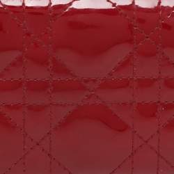 Pre Owned Dior Red Patent Leather Lady Dior Card Holder