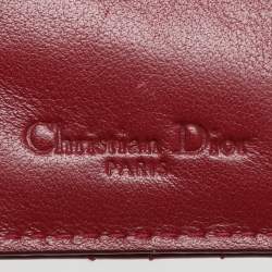Pre Owned Dior Red Patent Leather Lady Dior Card Holder