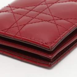 Pre Owned Dior Red Patent Leather Lady Dior Card Holder