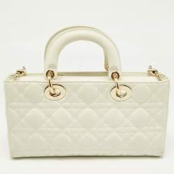 Pre Owned Dior White Cannage Leather Medium Lady D-Joy Tote