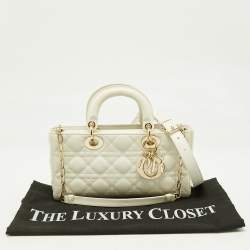 Pre Owned Dior White Cannage Leather Medium Lady D-Joy Tote