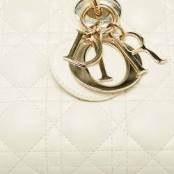 Pre Owned Dior White Cannage Leather Medium Lady D-Joy Tote