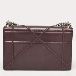 Pre Owned Dior Burgundy Leather Medium Diorama Flap Shoulder Bag