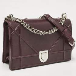 Pre Owned Dior Burgundy Leather Medium Diorama Flap Shoulder Bag