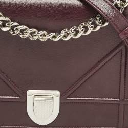 Pre Owned Dior Burgundy Leather Medium Diorama Flap Shoulder Bag