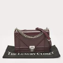 Pre Owned Dior Burgundy Leather Medium Diorama Flap Shoulder Bag