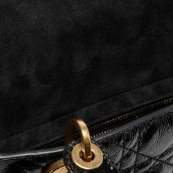 Pre Owned Dior Black Cannage Patent Leather Small Lady Dior Tote