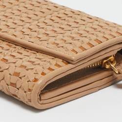 Pre Owned Dior Beige Woven Patent and Leather Lady Dior Rendezvous Wallet on Chain