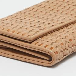 Pre Owned Dior Beige Woven Patent and Leather Lady Dior Rendezvous Wallet on Chain