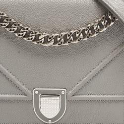Dior Grey Leather Medium Diorama Flap Shoulder Bag