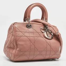 Pre Owned Dior Pink Cannage Leather Granville Polochon Satchel