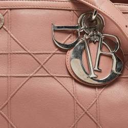 Pre Owned Dior Pink Cannage Leather Granville Polochon Satchel