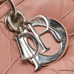 Pre Owned Dior Pink Cannage Leather Granville Polochon Satchel