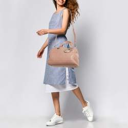 Pre Owned Dior Pink Cannage Leather Granville Polochon Satchel