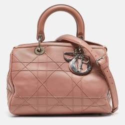 Pre Owned Dior Pink Cannage Leather Granville Polochon Satchel