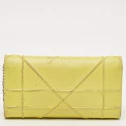 Dior Yellow Leather Diorama Wallet on Chain