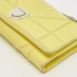 Dior Yellow Leather Diorama Wallet on Chain