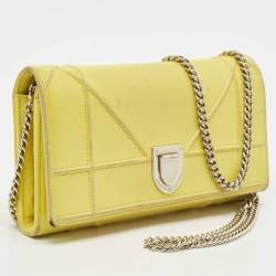 Dior Yellow Leather Diorama Wallet on Chain