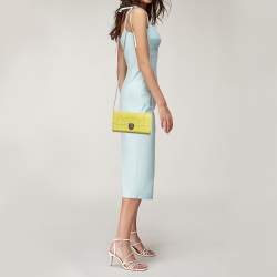Dior Yellow Leather Diorama Wallet on Chain