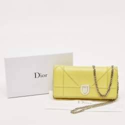 Dior Yellow Leather Diorama Wallet on Chain