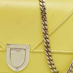 Dior Yellow Leather Diorama Wallet on Chain
