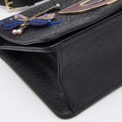 Pre Owned Dior Black Leather Embellished Diorama Club Shoulder Bag