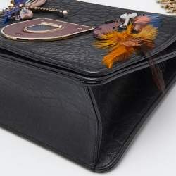 Pre Owned Dior Black Leather Embellished Diorama Club Shoulder Bag