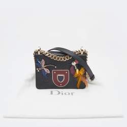 Pre Owned Dior Black Leather Embellished Diorama Club Shoulder Bag