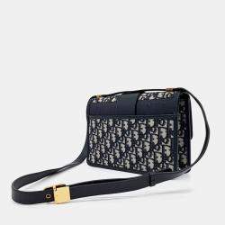 Dior Navy Blue Fabric Oblique 30 Montaign Bag