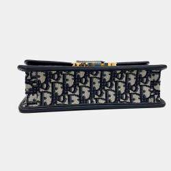 Pre Owned Dior Navy Blue Fabric Oblique 30 Montaign Bag