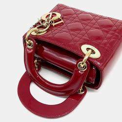 Pre Owned Dior Red Patent Leather Lady Mini Bag