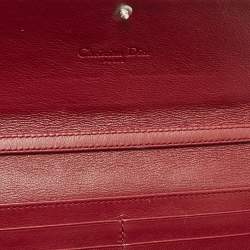 Pre Owned Dior Red Cannage Patent Leather Lady Dior Wallet On Chain