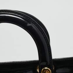 Dior Black Cannage Patent Leather Large Lady Dior Tote