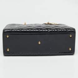 Dior Black Cannage Patent Leather Large Lady Dior Tote
