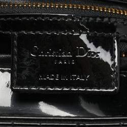 Dior Black Cannage Patent Leather Large Lady Dior Tote