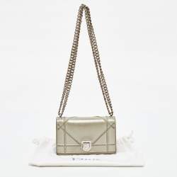 Dior Silver Shimmer Leather Mini Diorama Flap Bag