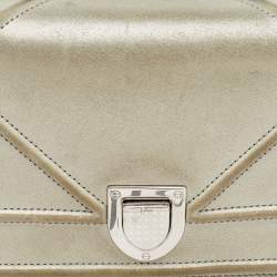 Dior Silver Shimmer Leather Mini Diorama Flap Bag