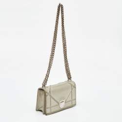 Dior Silver Shimmer Leather Mini Diorama Flap Bag