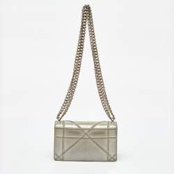 Dior Silver Shimmer Leather Mini Diorama Flap Bag