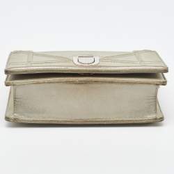 Dior Silver Shimmer Leather Mini Diorama Flap Bag