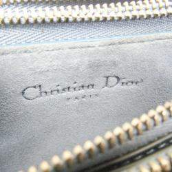 Pre Owned Dior Light Blue Gray Leather Saddle Shoulder Bag