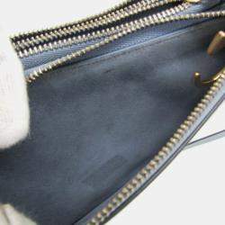 Pre Owned Dior Light Blue Gray Leather Saddle Shoulder Bag